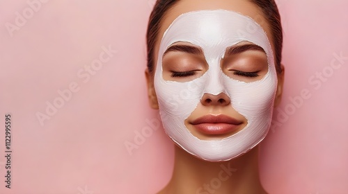 Close-up portrait of anorganic facial mask application at spa salon. Facial treatment. Skin care. Health care. Rejuvenation treatment.