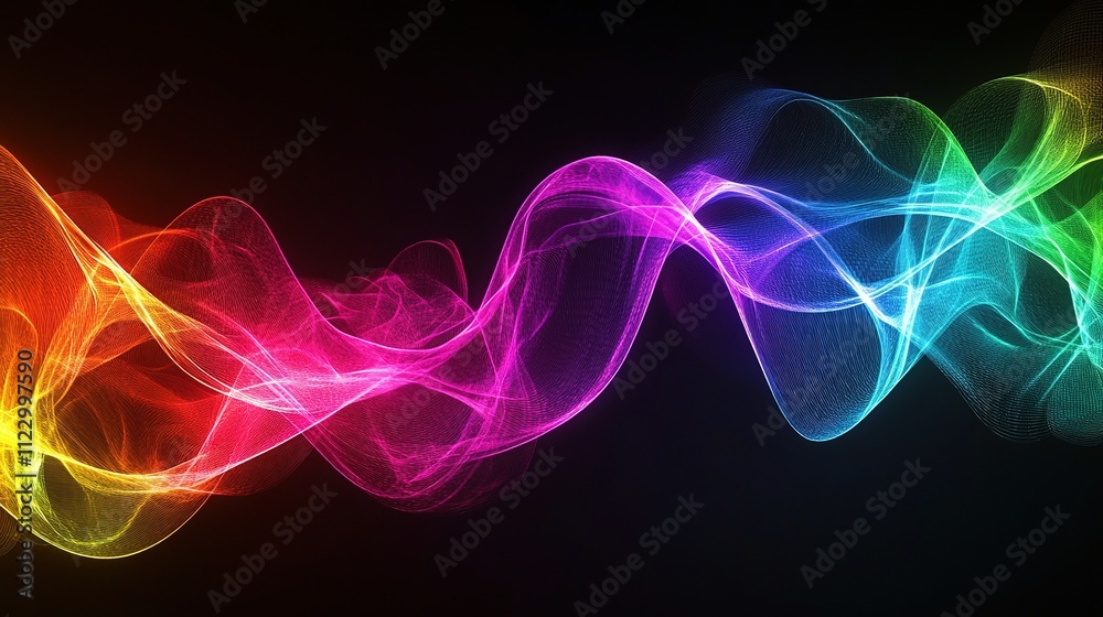 Obraz premium Vibrant Neon Wave Patterns in Abstract Design for Dynamic Backgrounds