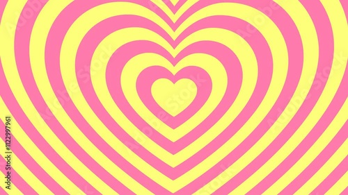 Pink Hypnotic stop motion heart shaped tunnel. Y2k trendy design wallpapper psychedelic 4k seamless looped video background.	