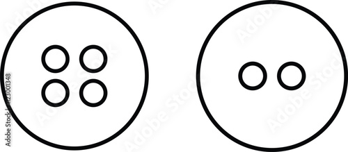 Sewing Buttons black line sketch icon set. Decorative buttons for fasteners dresses garments Jeans Clothing and Accessories vector collection isolated on transparent background.