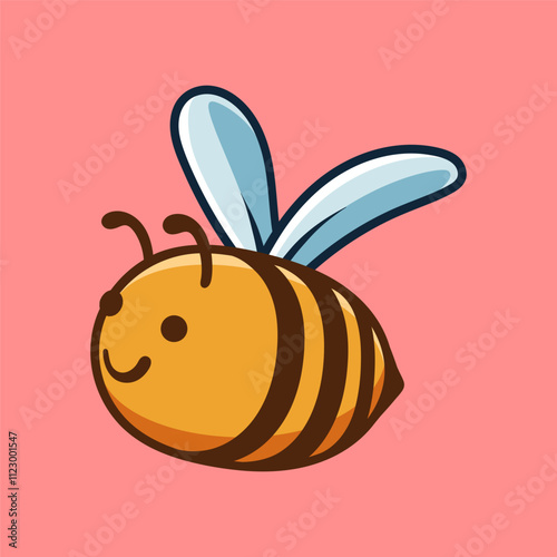 fun cartoon character of bee logo isolated colored drawing line art style design illustration