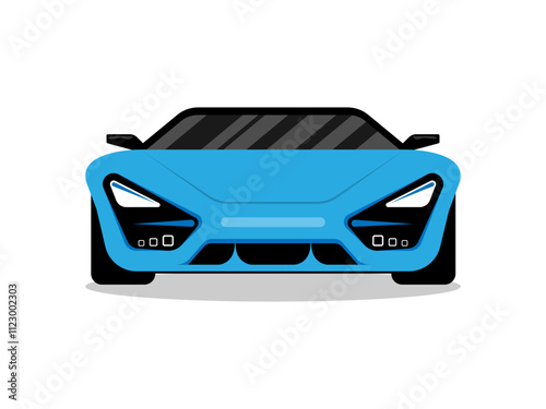 Car front view vector flat icon. Car parking cartoon front design shape.
