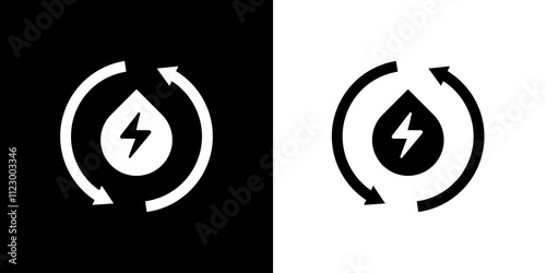 Water energy icon. Ecology. Energy. Voltage. Lytric. Radiation. Black icon. Silhouette