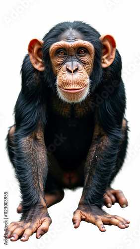 Lifelike Chimpanzee PNG: Versatile Wildlife Image for Conservation Campaigns, Educational Materials, and Nature-Themed Marketing photo