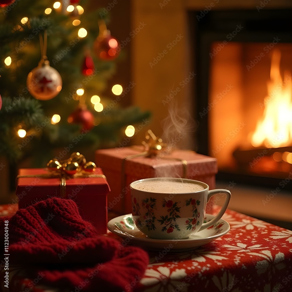Fototapeta premium christmas table setting with candles