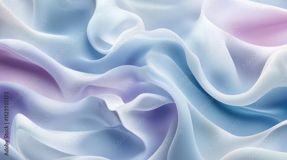 Obraz premium Delicate, flowing, pastel-colored fabric drapes in soft, smooth folds.