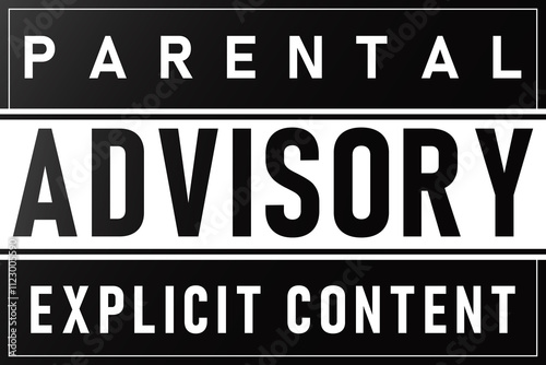 Grunge White Black Sticker Label Tag Caution Warning Advisory Parental Explicit Content Vector