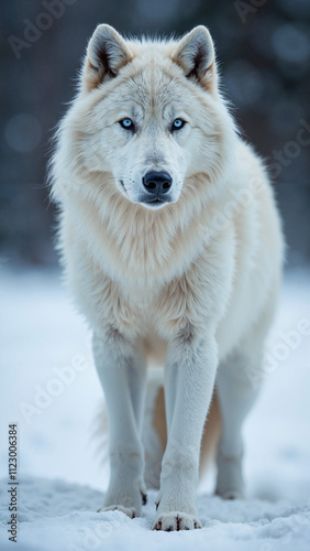 Majestic Arctic Wolf on White Background: Wildlife Conservation, Education, and Arctic-Themed Design Asset photo