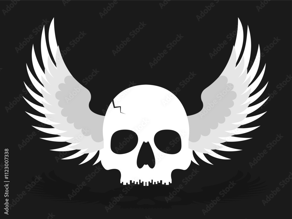 Obraz premium Skull with wings flat illustration vector