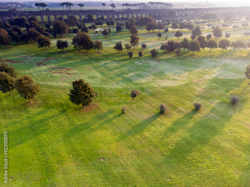 Aqueduct Park. An aerial view of ancient Rome.History of the Roman Empire photo