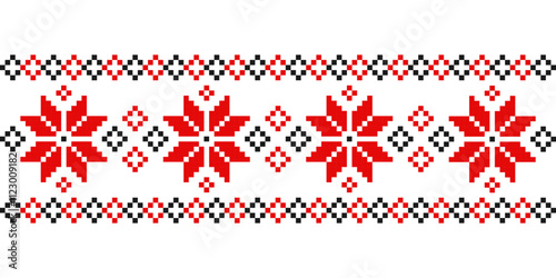 Traditional Romanian folk art knitted embroidery pattern; sewing pattern
