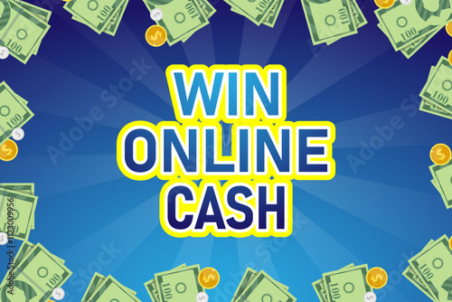 Win Online Cash Play Online Games Web Banner Template Design vector