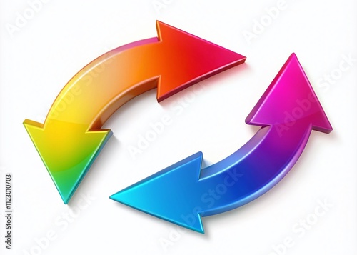 Modern Dual Semi Circle Arrows on a Crisp White Background, Ideal for Graphic Design and Marketing Materials, Symbolizing Direction, Flow, and Progress in Visual Communication