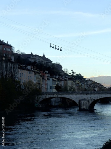 Grenoble, France - November 2023: Visit the beautiful city of Grenoble in the middle of the Alps - View of the Alps in winter photo