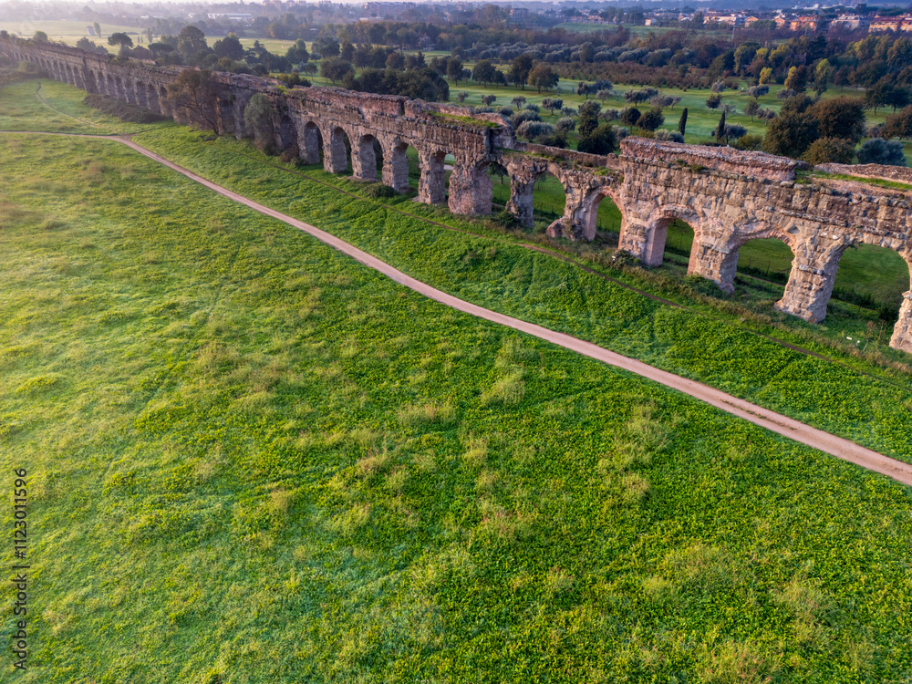 Aqueduct Park. An aerial view of ancient Rome.History of the Roman Empire