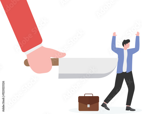 Robbery, hands up, financial robbery, criminal robbery, pistol in the back of a businessman with his hands up
