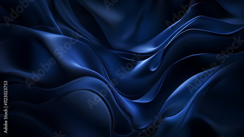 Elegant silk satin fabric with a smooth, shiny texture in purple and blue waves, creating a luxurious and soft backdrop with a rippled pattern for a fashionable and decorative look