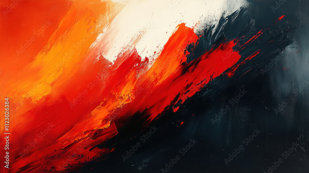 Expressionist abstract with wild, overlapping brushstrokes in fiery red, orange, and black Expressionist abstract with wild, overlapping brushstrokes in fiery red, orange, and black
