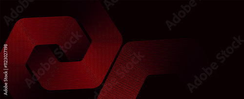 Modern dark red abstract horizontal banner background with glowing geometric lines.Suitable for covers, brochures, presentations, flyers. vector.