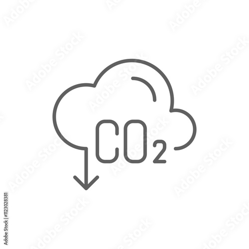 Carbon absorbing icon. Simple outline style. CO2 emissions, carbon dioxide reduction, low, reduce, neutral, environment concept. Thin line symbol. Vector illustration isolated. Editable stroke.