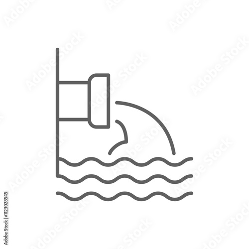 Wastewater icon. Simple outline style. Waste water, effluent, drainage, sewer, sewage, industry, pipe, pollution, environment concept. Thin line symbol. Vector illustration isolated. Editable stroke.