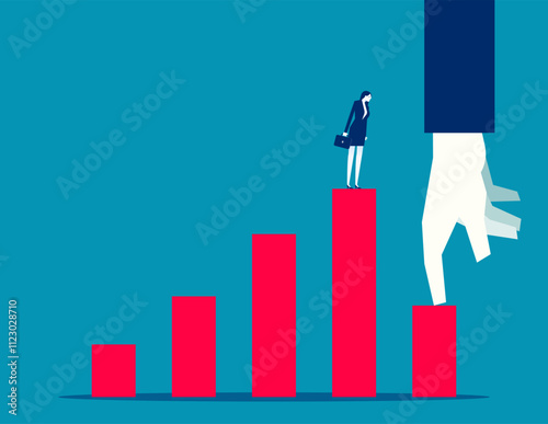 Business recession and falling. Business deduction vector flat style
