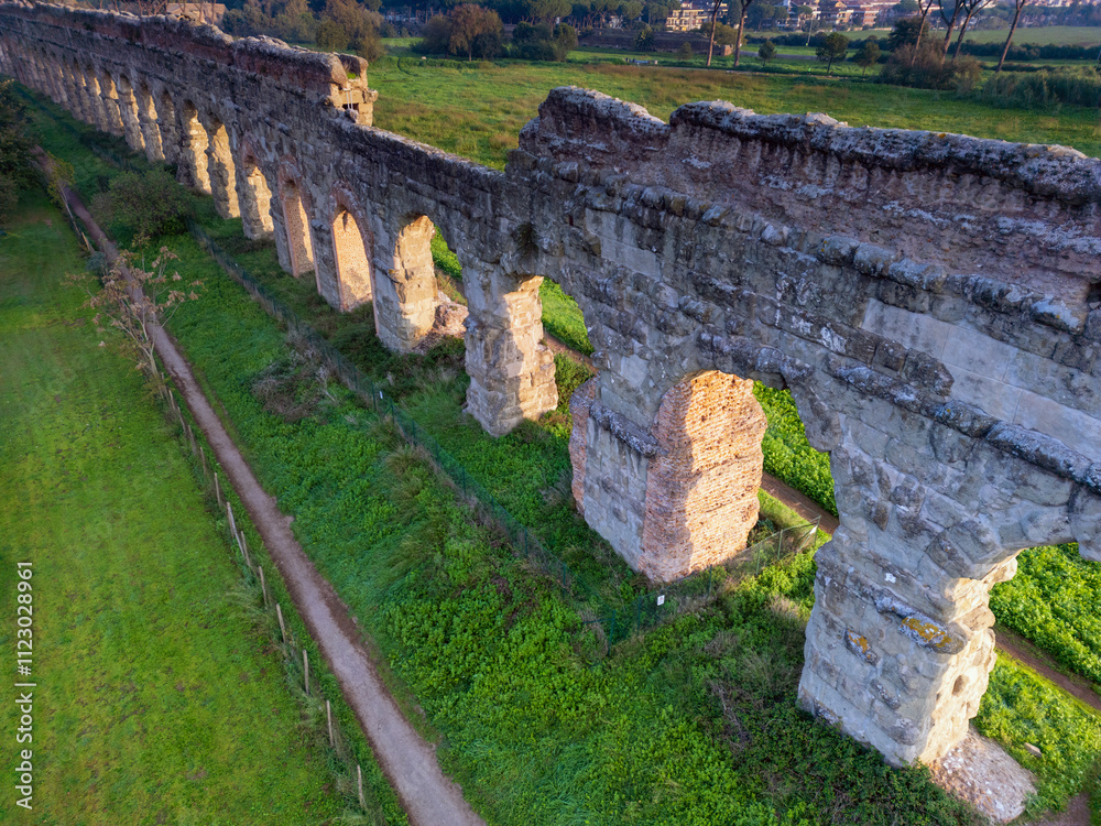 Aqueduct Park. An aerial view of ancient Rome.History of the Roman Empire