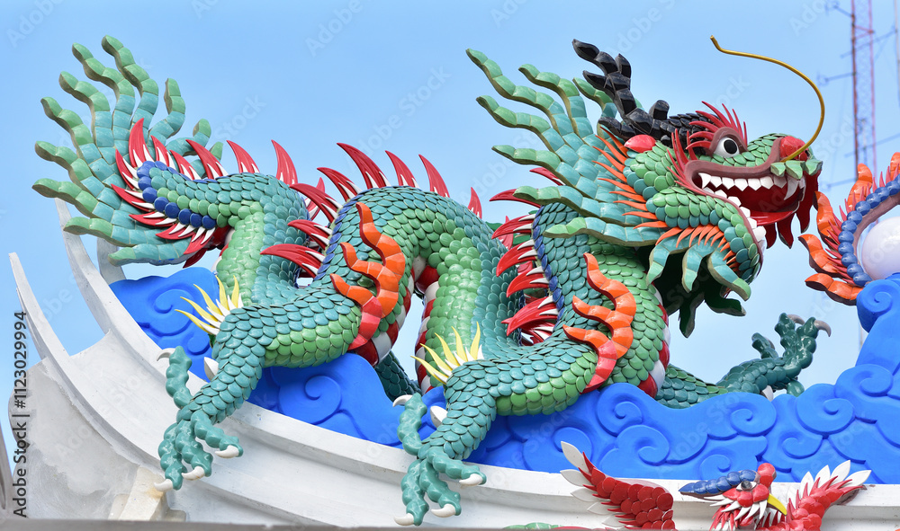 Obraz premium China Dragon, Chinese temple in Thailand.