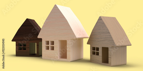 Three wooden houses representing real estate investment and housing market trends