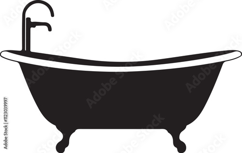 Bathtub Silhouette Vector Illustration