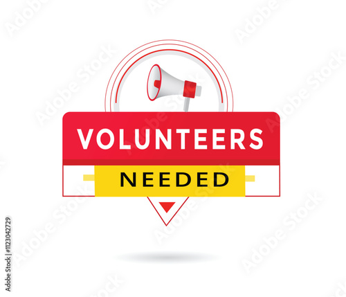 Volunteers needed banner vector graphic element. Advertising symbol design.