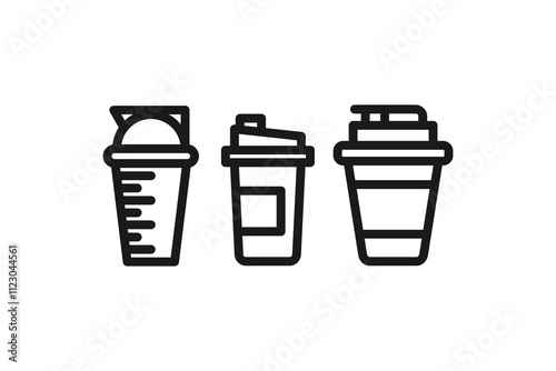 healthy protein drink line icons