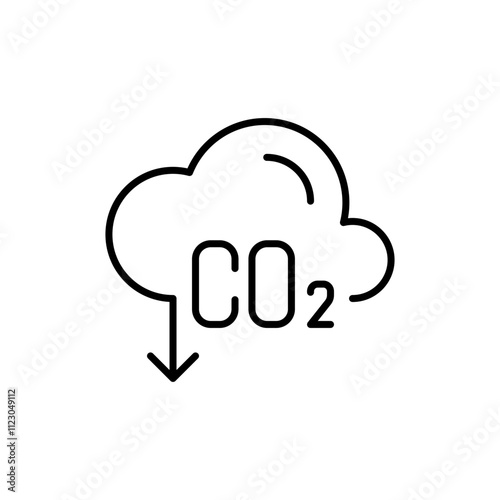 Carbon absorbing icon. Simple outline style. CO2 emissions, carbon dioxide reduction, low, reduce, neutral, environment concept. Thin line symbol. Vector illustration isolated.