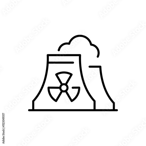 Radiation pollution icon. Simple outline style. Nuclear, power plant, experiment, smoke, industry, environment, technology concept. Thin line symbol. Vector illustration isolated.