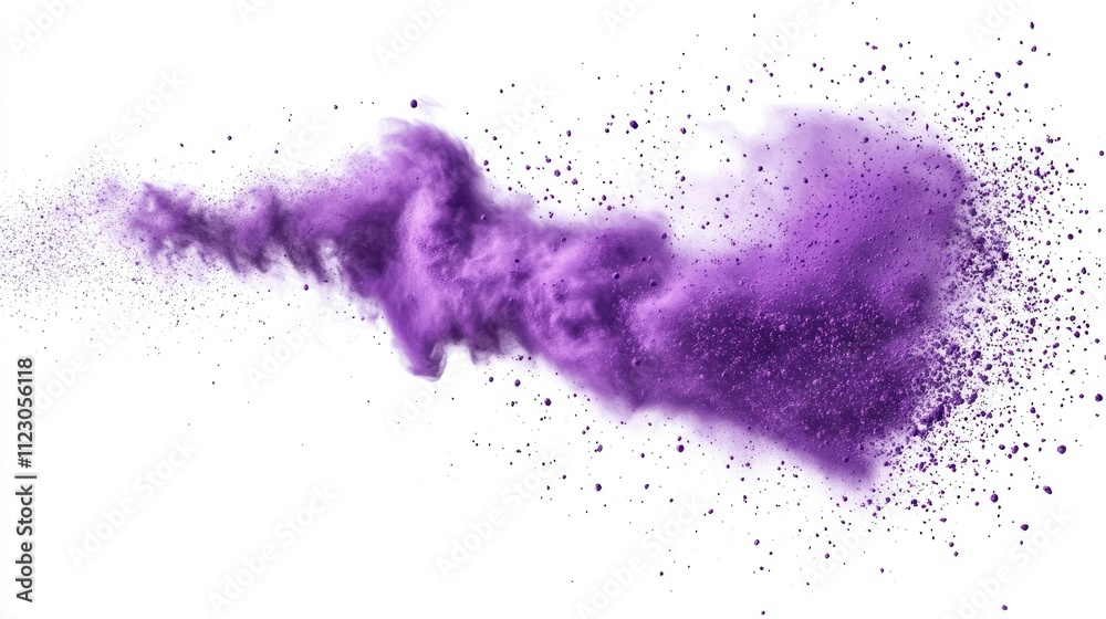 Fototapeta premium Dramatic freeze-frame of purple powder bursting with particles flying in dynamic patterns
