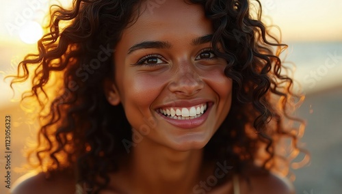 Latina woman with playful smirk photo