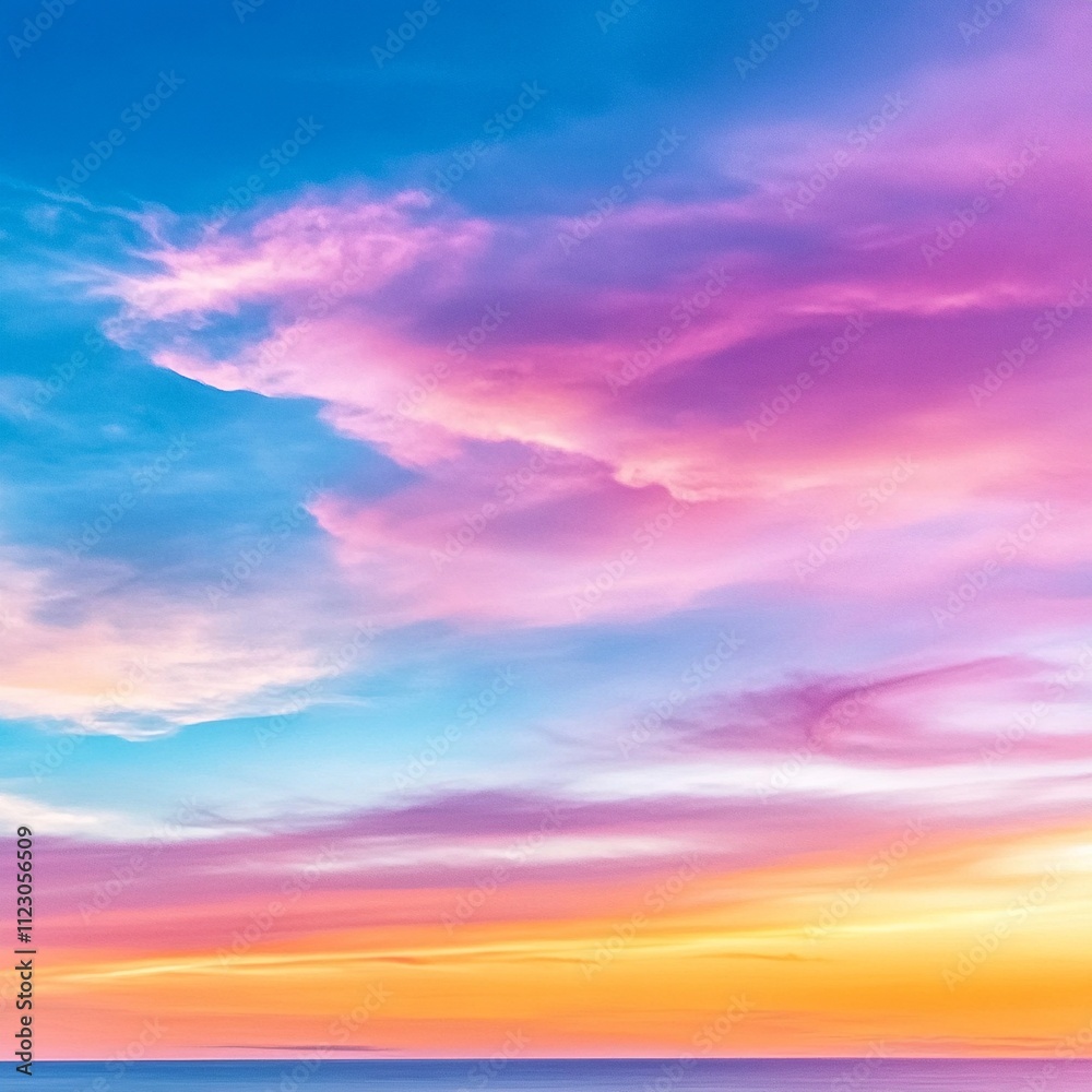 Fototapeta premium Vibrant sunset sky with pink, purple, and orange gradient