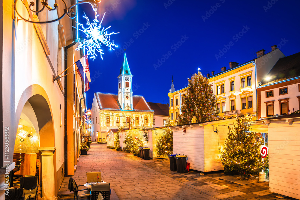 Varazdin square Christmas advent market view