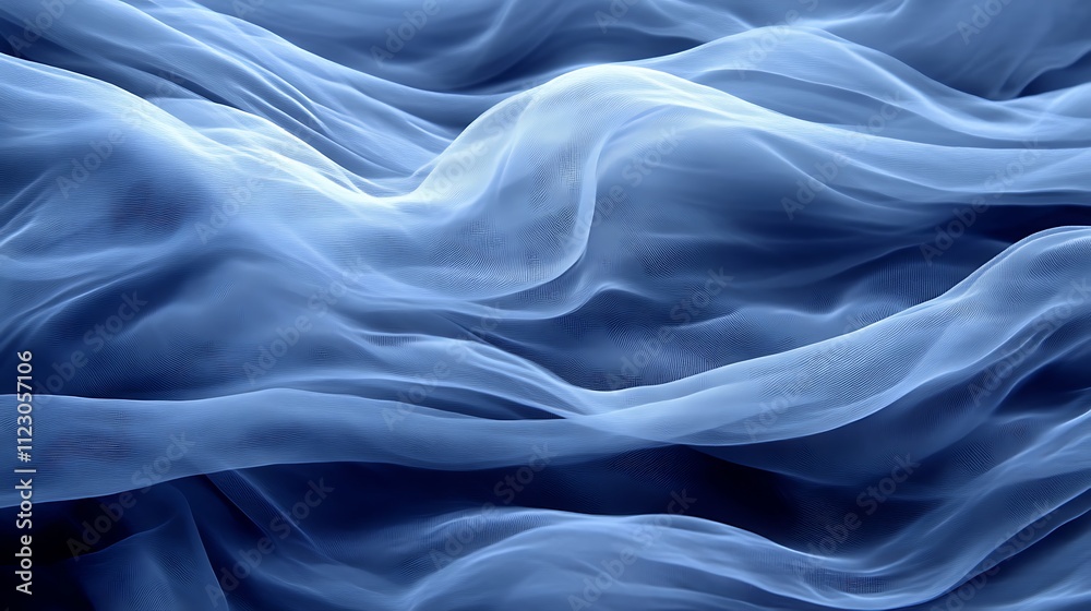 Obraz premium Abstract Blue Fabric Draped in Soft Waves
