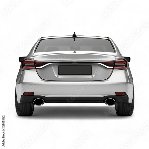 Sleek silver sedan parked against a transparent background cutout png photo