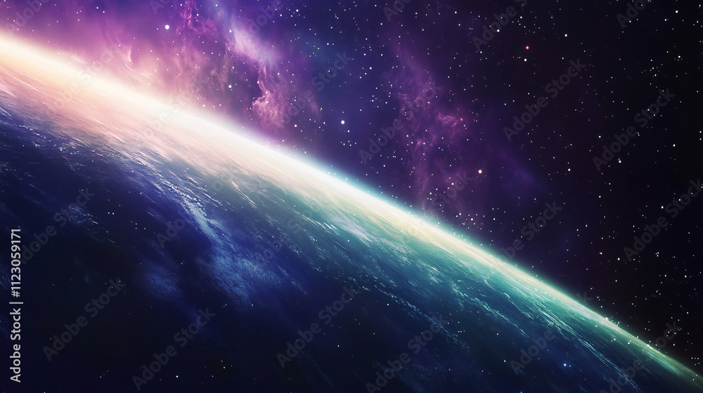 Obraz premium A breathtaking scene of Earth’s northern lights visible from space, coloring the upper atmosphere.