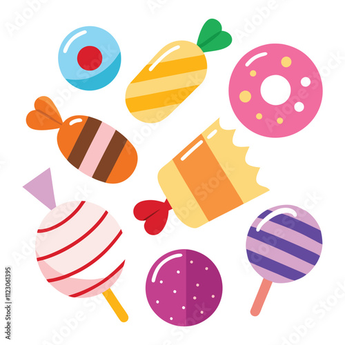 Different candies placed vector art illustration