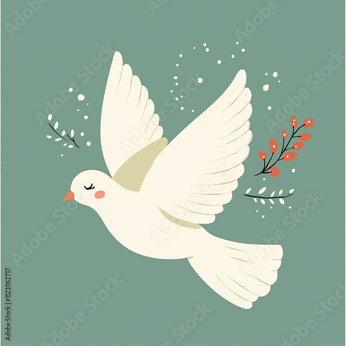 Dove of the holy spirit cute cartoon, digital art illustration. Generative AI. photo