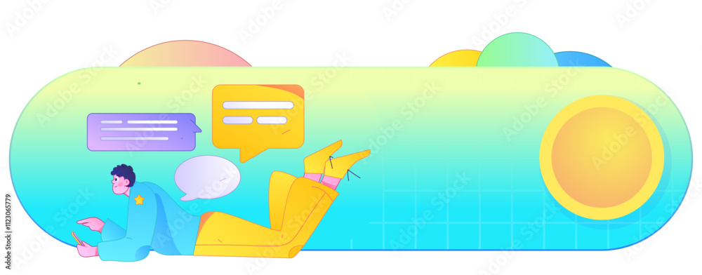 Obraz premium Virtual characters social communication concept business flat vector hand drawn illustration 