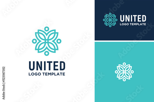 Simple four pointed mandala floral pattern logo design photo