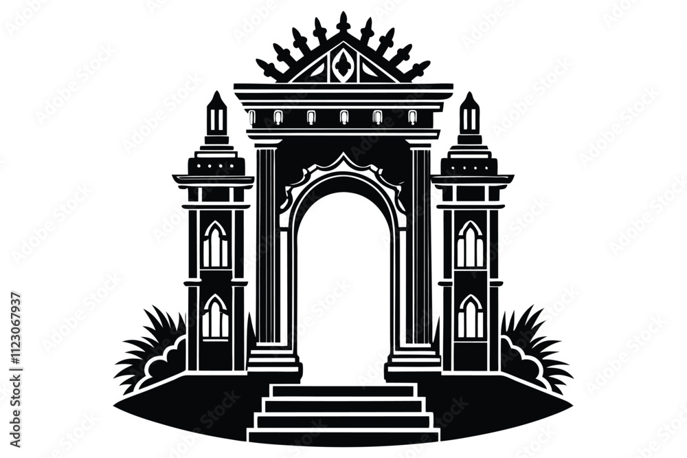 Fototapeta premium emerald gateway silhouette vector art illustration