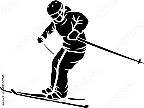 Dynamic Skiing Silhouette Illustration as Vector Art Design