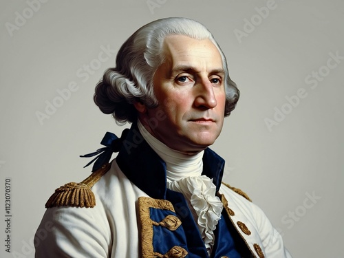 classic portrait of george washington on white background isolated as founding father and image on dollar