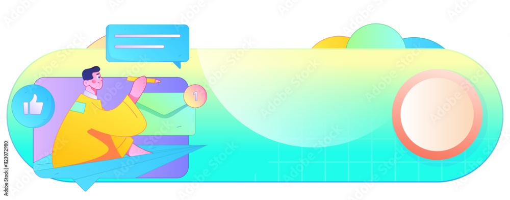 Fototapeta premium Virtual characters social communication concept business flat vector hand drawn illustration 