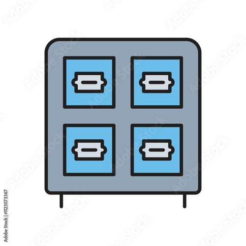 Library Catalog color line icon with white background vector stock illustration